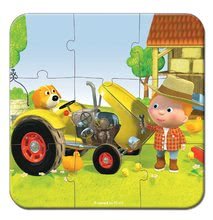 Dětské puzzle do 100 dílků - Puzzle Petrův traktor Janod v kufříku 6-9-12-16 dílů od 3 - 6 let_1