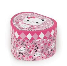 Kosmetický stolek pro děti - Hudební šperkovnice Jewellery Heart Musical Box-Cat Janod růžová ve tvaru srdíčka_0