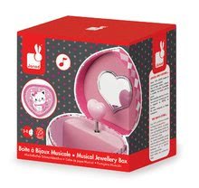 Kosmetický stolek pro děti - Hudební šperkovnice Jewellery Heart Musical Box-Cat Janod růžová ve tvaru srdíčka_3