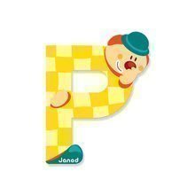 Letra P de madera con payaso Clown Letter Janod adhesiva 9 cm amarilla a partir de 3 años