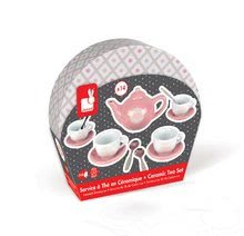 Riadíky a doplnky kuchynky - Čajová súprava Macaron Tea Set Janod porcelánová v kufríku 14 dielov od 3 rokov_1