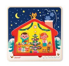 Puzzle per i più piccoli - Puzzle in legno Natale in casa Janod 3 strati 3in1 in confezione regalo a partire da 18 mesi_0