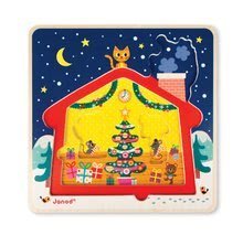 Puzzle pour enfants - Puzzle en bois Janod - Joyeux Noël dans la maisonnette Trois couches 3 en 1 dans un emballage décoratif à partir de 18 mois_1