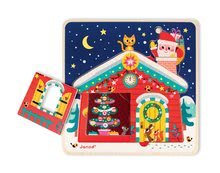 Puzzle pour enfants - Puzzle en bois Janod - Joyeux Noël dans la maisonnette Trois couches 3 en 1 dans un emballage décoratif à partir de 18 mois_2