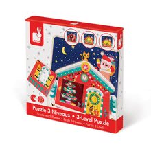 Puzzle per i più piccoli - Puzzle in legno Natale in casa Janod 3 strati 3in1 in confezione regalo a partire da 18 mesi_5