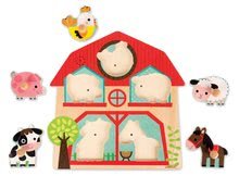 Puzzle pre najmenších - Drevené puzzle pre najmenších Zvieratká z farmy Janod hudobné 5 dielov od 18 mes_1