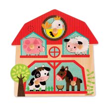 Puzzle pre najmenších - Drevené puzzle pre najmenších Zvieratká z farmy Janod hudobné 5 dielov od 18 mes_2
