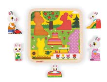 Puzzle pre najmenších -  NA PREKLAD - Puzzle de madera para los más pequeños Conejos en el jardín Chunky Janod 5 partes de 18 meses_1