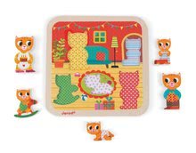 Puzzle pro nejmenší - Dřevěné puzzle pro nejmenší Kočičky v pokoji Chunky Janod 5 dílů od 18 měsíců_1
