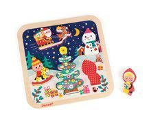 Puzzle pro nejmenší - Dřevěné puzzle Kouzelné Vánoce Chunky Janod s 5 vkládacími figurkami od 18 měsíců_2