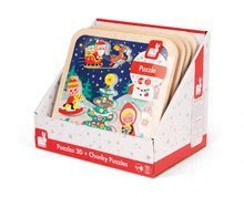 Puzzle pro nejmenší - Dřevěné puzzle Kouzelné Vánoce Chunky Janod s 5 vkládacími figurkami od 18 měsíců_0