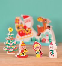 Puzzle pre najmenších - Drevené puzzle Čarovné Vianoce Chunky Janod s 5 vkladacími figúrkami od 18 mes_1