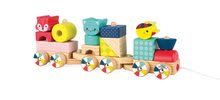 Tahací hračky - Dřevěný vláček Baby Forest Train Janod se zvířátky a kostkami od 12 měsíců_1