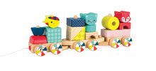 Tahací hračky - Dřevěný vláček Baby Forest Train Janod se zvířátky a kostkami od 12 měsíců_0