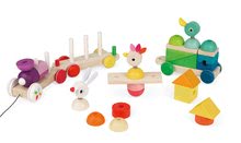 Tahací hračky - Dřevěný vláček na tažení Giant Multicolor Train Janod se zvířátky od 12 měsíců_0