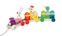 Tahací hračky - Dřevěný vláček na tažení Giant Multicolor Train Janod se zvířátky od 12 měsíců_1