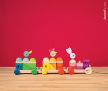 Tahací hračky - Dřevěný vláček na tažení Giant Multicolor Train Janod se zvířátky od 12 měsíců_2