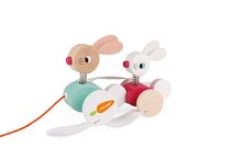 Tahací hračky - Dřevění zajíčci na tahání Zigolos Pull Along Rabbits Janod na kolečkách od 12 měsíců_0