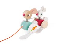 Tahací hračky - Dřevění zajíčci na tahání Zigolos Pull Along Rabbits Janod na kolečkách od 12 měsíců_3