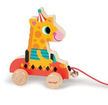 Tahací hračky - Dřevěná žirafa Janod zvířátko z cirkusu na tahání se zvonkem od 12 měsíců_0