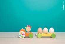 Ťahacie hračky - Drevený magnetický traktor Janod na ťahanie so sliepkou a vajíčkami od 12 mes_1