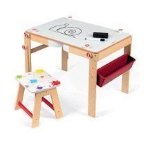 Banchi di scuola - Banco da scuola in legno e lavagna Splash Janod 2in1 magnetica, regolabile, con mensolette e accessori dai 3 anni_0