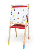 Dřevěná školní tabule Graffiti Splash Janod oboustranná a polohovatelná s 13 doplňky od 3 let