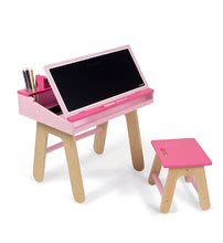 Školské lavice - Drevená školská lavica Pink&Pink Janod otvárateľná so stoličkou a 5 doplnkami od 3 rokov_0