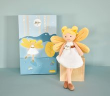 Szmaciane lalki - Lalka wróżka Aurore Forest Fairies Jolijou 25 cm w białej sukience z żółtymi skrzydełkami z delikatnej tkaniny od 5 lat_0