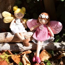 Hadrové panenky - Panenka víla Aurore Forest Fairies Jolijou 25 cm v bílých šatech se žlutými křídly z jemného textilu od 5 let_0
