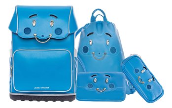 Set školský batoh veľký Ergomaxx BFF Blue Jeune Premier ergonomický a školské peračníky so školským vakom na telocvik a prezuvky