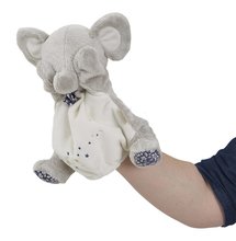Pacynki dla najmniejszych - Pluszowy słonik teatr lalek Elephant Doudou Puppet Petites Chansons Kaloo szary 24 cm z miękkiego pluszu od 0 miesięcy_1
