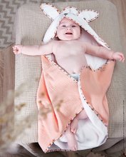 Prosoape pentru bebeluși - Prosop cu glugă pentru cei mici Iepuraș Bath Towel Poppy K'Doux Kaloo roz 75*75 cm din material moale de la 0 luni_0