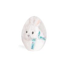 Zabawki dla niemowląt  - Pluszowy zajączek w jajeczku Kaloo 12 cm biały z zieloną kokardą dla najmłodszych od 0 m-ca_0
