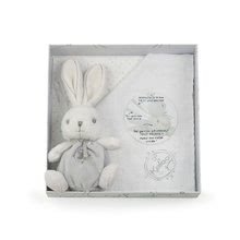 Igrače za crkljanje in uspavanje - Plišasti zajček za crkljanje Perle Kaloo z nežno krpico šedo-biely 40 cm v darilni embalaži_0