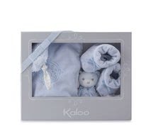 Dojčenské súpravy - Plyšový medvedík pre najmenších Perle-Gift Set Kaloo s hrkálkou a topánkami modrý od 0 mesiacov_0