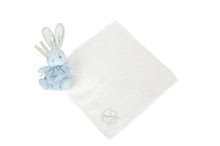 Giocattoli per coccolarsi e addormentarsi - Coniglietto in peluche da coccolare Perle Kaloo Kallo con panno morbido di 40 cm in confezione regalo blu bianco_0
