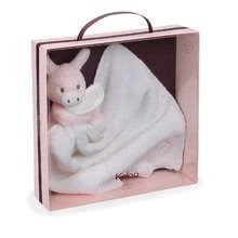 Zabawki do przytulania i zasypiania - Misiołek do głaskania Les Amis Regliss Kaloo Doudou z ręcznikiem w prezentowym opakowaniu 28 cm różowy od 0 miesięcy._0