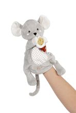 Pacynki dla najmniejszych - Pluszowa myszka teatr lalek Lili Mouse Kachoo Kaloo z przypinką sera 30 cm dla najmniejszych od 0 miesięcy_2