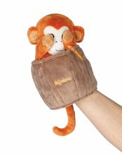 Lutke za najmlajše - Plišasta opica lutkovno gledališče Jack Monkey Kachoo Kaloo presenečenje v kokosovem orehu 25 cm za najmlajše od 0 mes_0