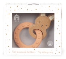 Pre bábätká - Hryzátko s dreveným zajačikom My Rabbit Teething Ring Home Kaloo so silikónovým krúžkom 14 cm od 0 mes_3