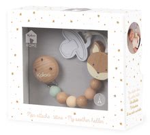 Pentru bebeluși - Lănțișor pentru suzetă din lemn cu vulpiță My Fox Soother Holder Home Kaloo cu biluțe colorate 26 cm de la 0 luni_0