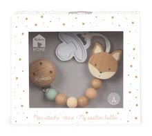 Pentru bebeluși - Lănțișor pentru suzetă din lemn cu vulpiță My Fox Soother Holder Home Kaloo cu biluțe colorate 26 cm de la 0 luni_1