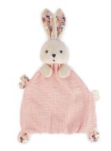 Zabawki do przytulania i zasypiania - Zajączek tekstylny do głaskania Coquelicot Rabbit Poppy Doudou K'doux Kaloo różowy 20 cm z delikatnego materiału od 0 miesięcy_1