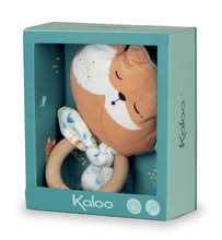 Pentru bebeluși - Jucărie dentiție vulpiță cu cerc din lemn Leonard Fox Teether Fripons Kaloo cu zornăitoare din material moale în ambalaj cadou de la 0 luni_2