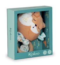 Pentru bebeluși - Jucărie dentiție vulpiță cu cerc din lemn Leonard Fox Teether Fripons Kaloo cu zornăitoare din material moale în ambalaj cadou de la 0 luni_3