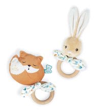 Pre bábätká - Hryzátko zajac s dreveným krúžkom Justin Rabbit Teether Fripons Kaloo s hrkálkou z jemného materiálu v darčekovom balení od 0 mes_3