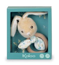 Pre bábätká - Hryzátko zajac s dreveným krúžkom Justin Rabbit Teether Fripons Kaloo s hrkálkou z jemného materiálu v darčekovom balení od 0 mes_0