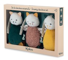 Igrače za crkljanje in uspavanje - Plišaste mucke za razvoj dojenčkovih čutov Cuddly Kitties Stimuli Kaloo 14 cm zelena rjava in rumena od 0 mes_2