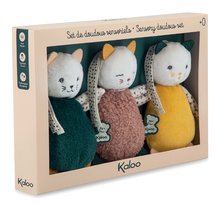 Jouets à câliner et pour s’endormir - Peluches chatons pour le développement des sens des bébés Cuddly Kitties Stimuli Kaloo 14 cm vert brun et jaune de 0 mois_3